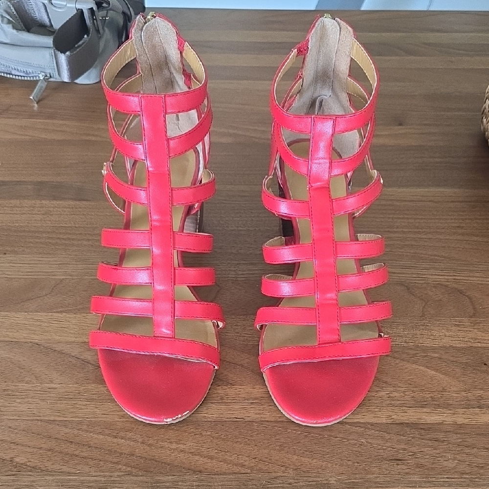 Tommy Hilfiger Red Multi-Strap High Heel Sandals
